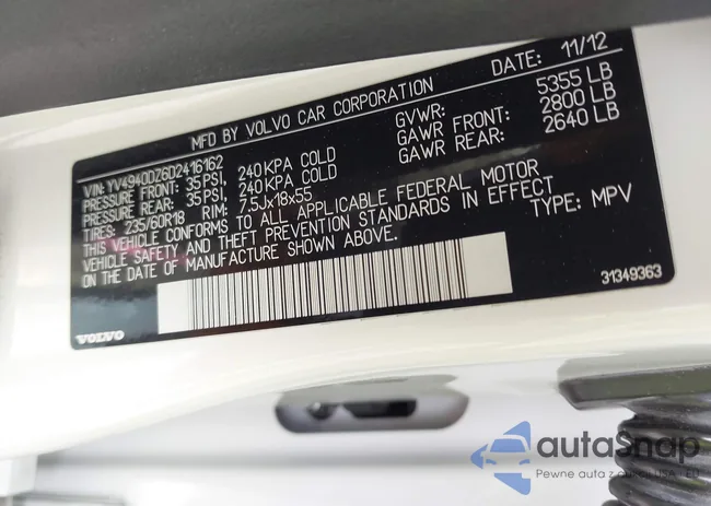 YV4940DZ6D2416162: 43516794