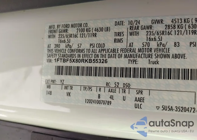 1FTBF5X80RKB55326: 43516829