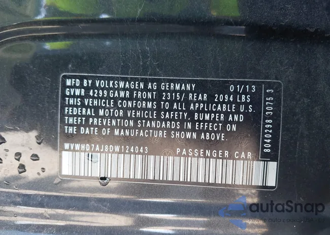 WVWHD7AJ8DW124043: 43516892