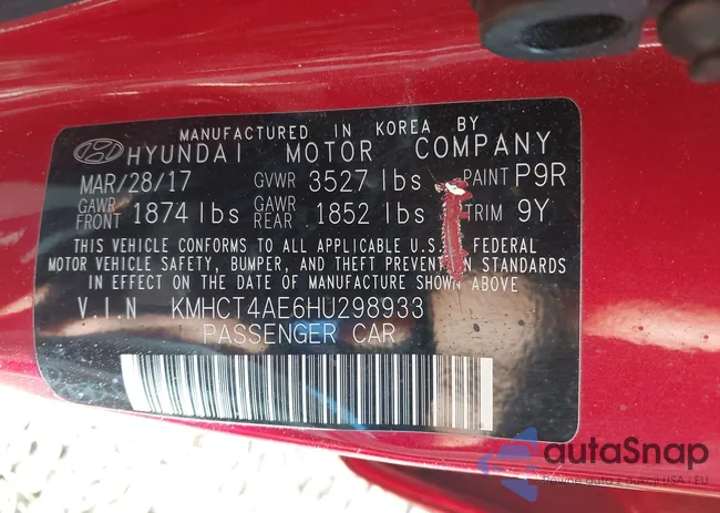 KMHCT4AE6HU298933: 43516947