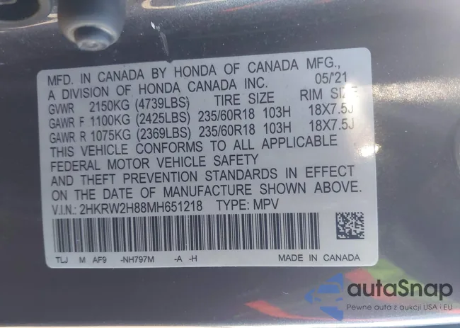 2HKRW2H88MH651218: 43517014