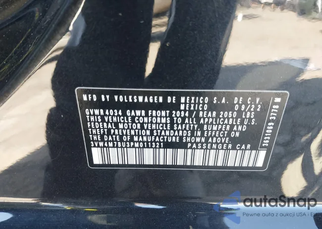 3VW4M7BU3PM011321: 43516131