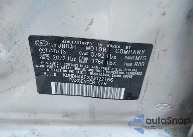 KMHDH4AE2DU022166: 43516290