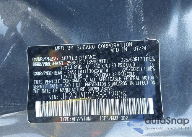 JF2GUADC4R8872906: 43516341