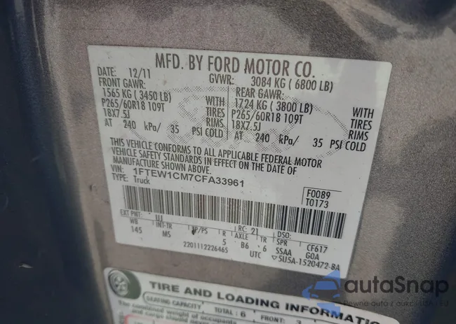 1FTEW1CM7CFA33961: 43516415