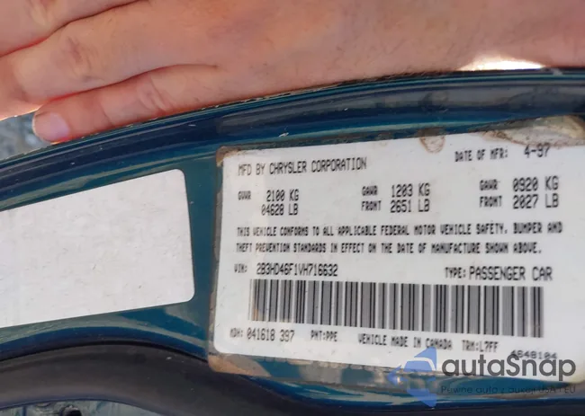 2B3HD56F1VH716632: 43517660