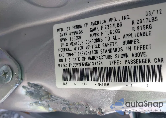 1HGCP2F60CA137424: 43517691