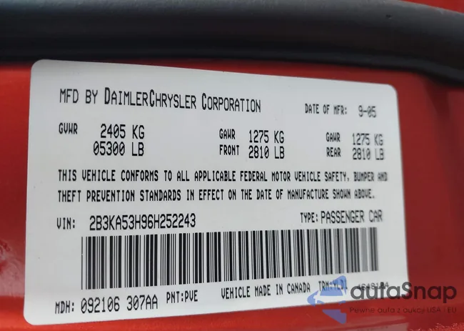 2B3KA53H96H252243: 43517770