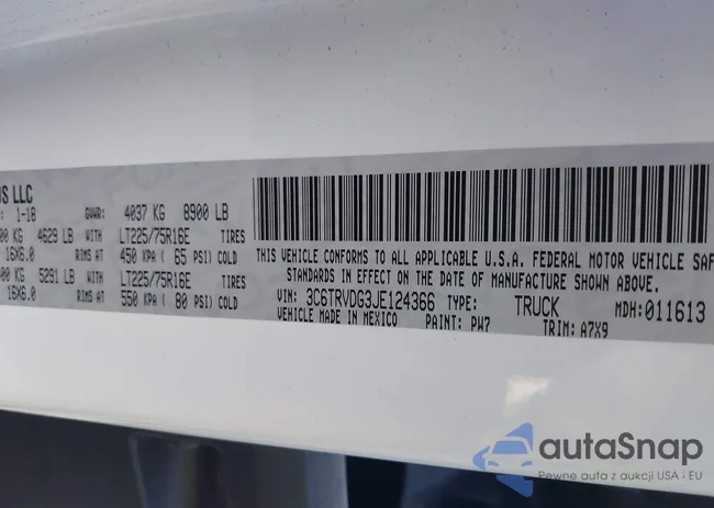 3C6TRVDG3JE124366: 43517888