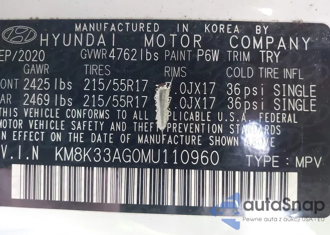 KM8K33AG0MU110960: 43517283