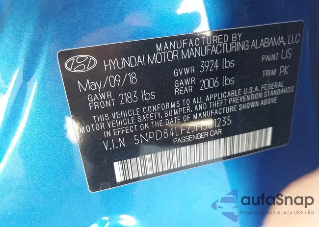 5NPD84LF2JH361235: 43517287