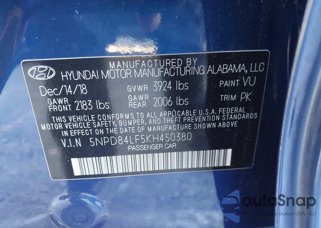 5NPD84LF5KH450380: 43517320