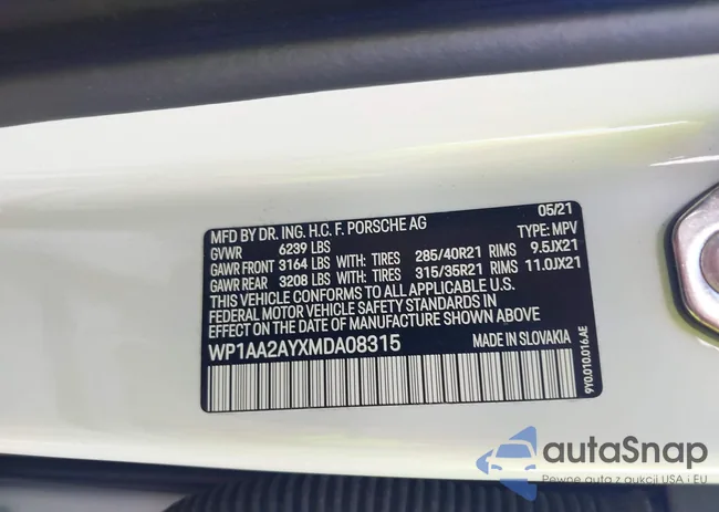 WP1AA2AYXMDA08315: 43517410