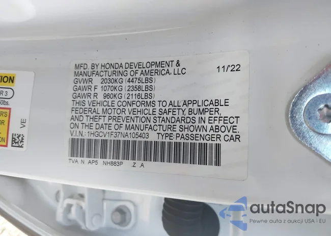 1HGCV1F37NA105403: 43518588