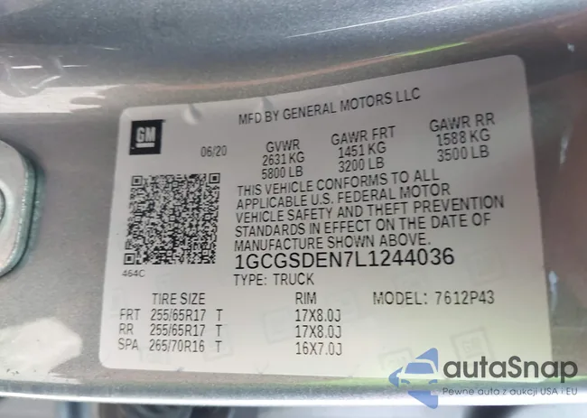 1GCGSDEN7L1244036: 43518740