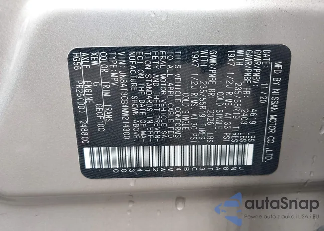 JN8AT3CB4MW214300: 43518743