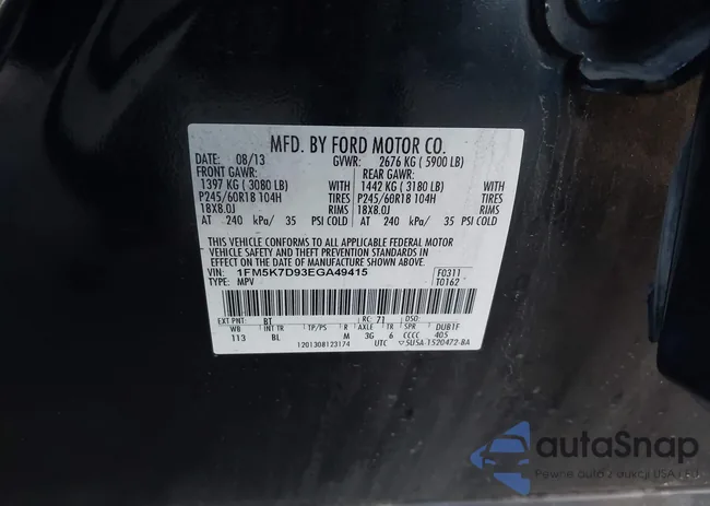 1FM5K7D93EGA49415: 43518900