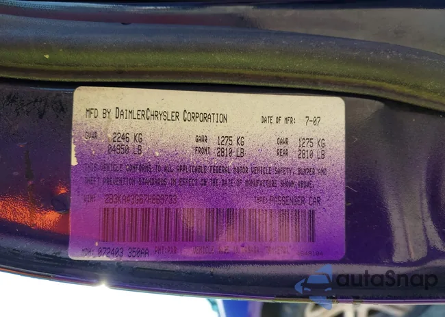 2B3KA43G67H869733: 43518936