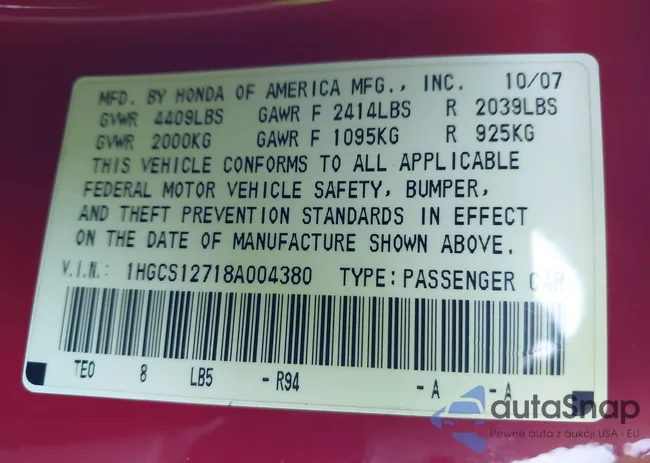 1HGCS12718A004380: 43518953