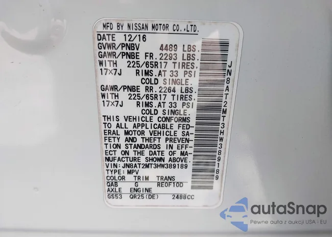 JN8AT2MT3HW389189: 43518967