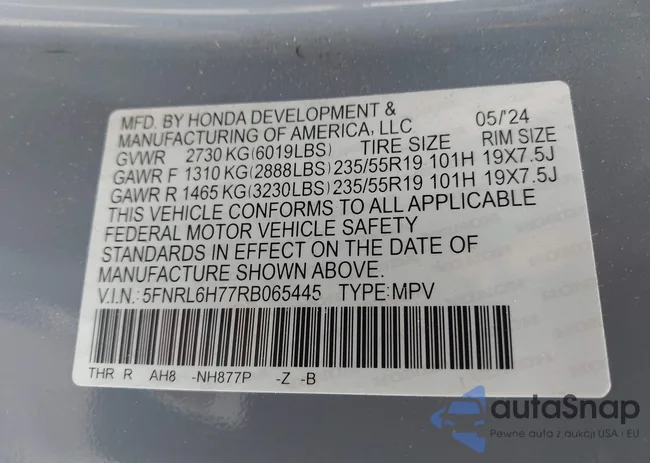 5FNRL6H77RB065445: 43519011