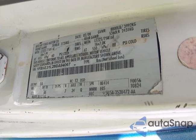 1FBNE31L28DA94067: 43518120