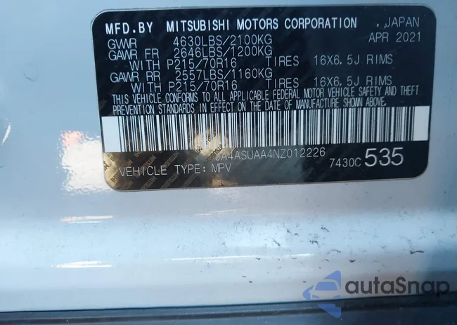 JA4ASUAA4NZ012226: 43518157