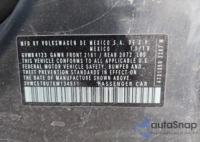 3VWC57BU7KM134511: 43518329