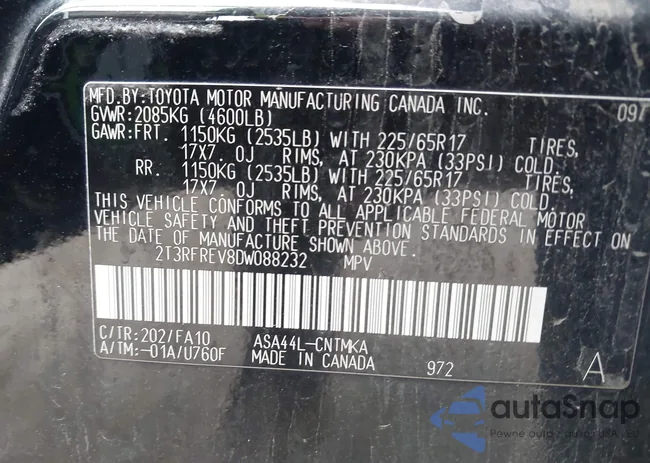 2T3RFREV8DW088232: 43518330