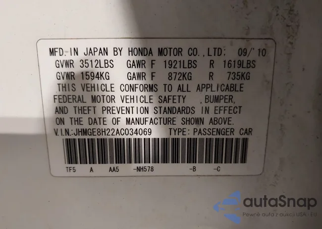 JHMGE8H22AC034069: 43518333