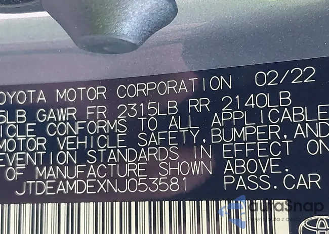 JTDEAMDEXNJ053581: 43519690