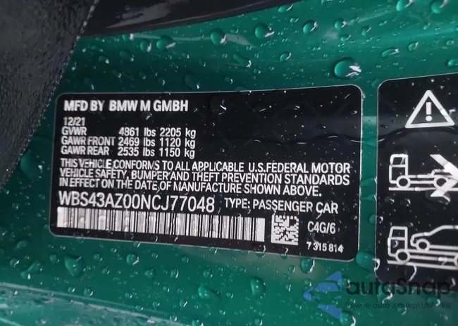 WBS43AZ00NCJ77048: 43519723