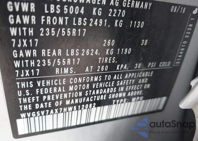 WVGSV7AX7HW512082: 43519999