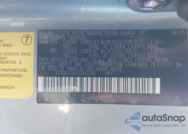 2T2GA31U45C042095: 43519072