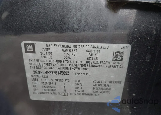 2GNFLHE37F6145692: 43519153