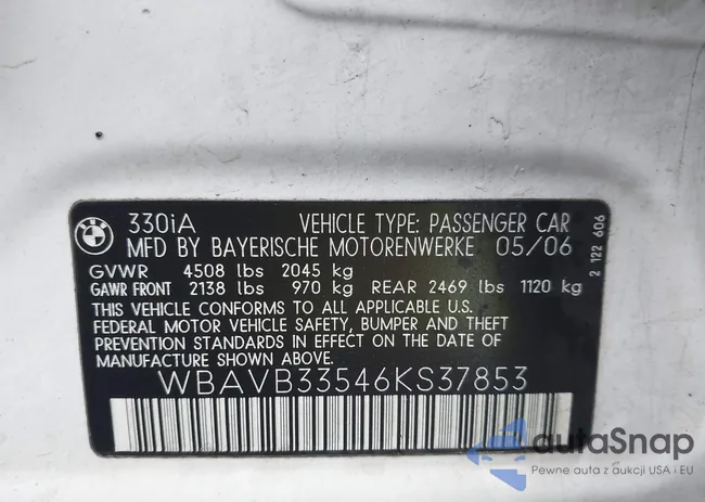 WBAVB33546KS37853: 43519154