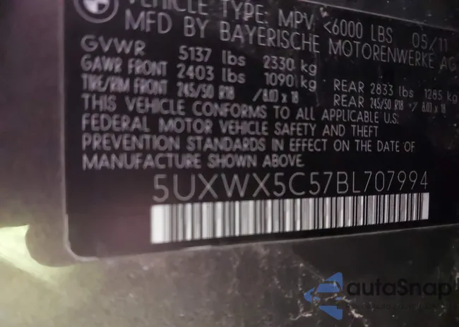 5UXWX5C57BL707994: 43519200