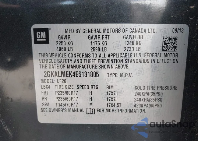 2GKALMEK4E6131805: 43519246