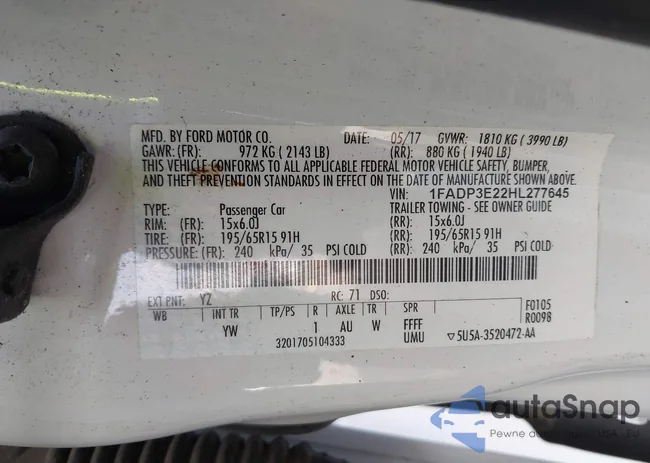 1FADP3E22HL277645: 43520527