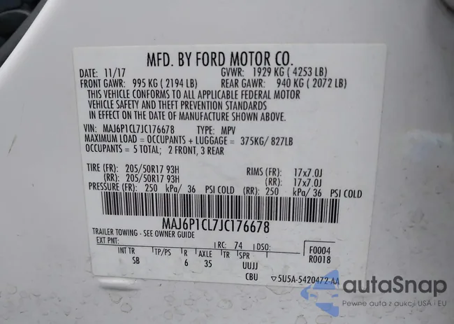 MAJ6P1CL7JC176678: 43520579