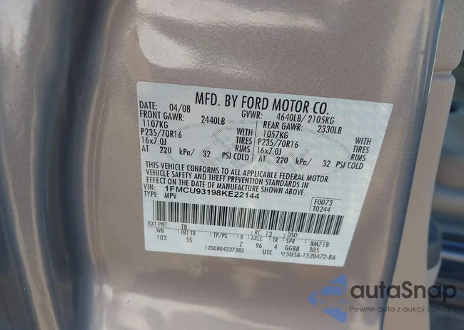 1FMCU93198KE22144: 43520982