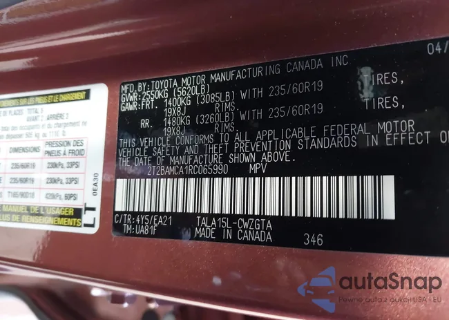 2T2BAMCA1RC065990: 43520990