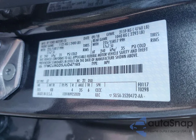 1FMCU9GD5JUD47165: 43520991