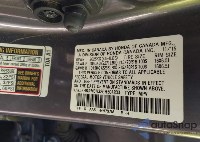 2HKRM3H32GH504803: 43520036