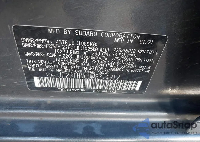 JF2GTHNC0M8314912: 43520042