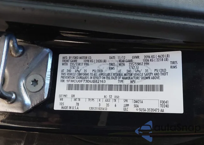 1FMCU0F73DUB82163: 43520140