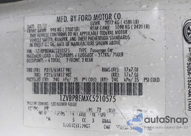 1ZVBP8EMXC5210575: 43521426