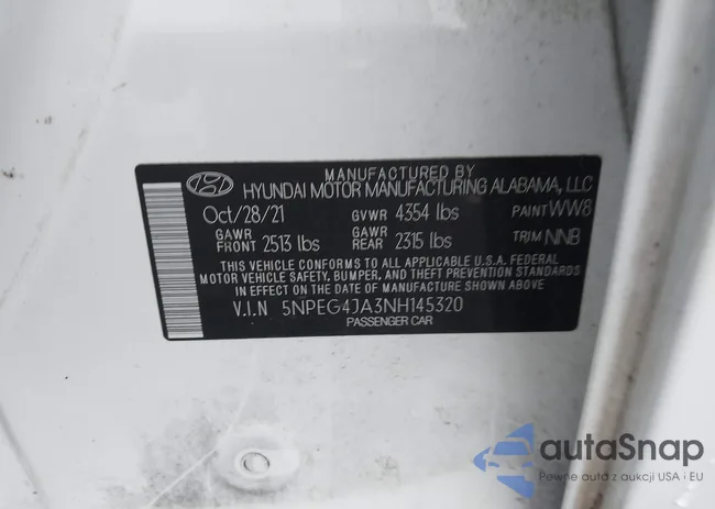 5NPEG4JA3NH145320: 43521452