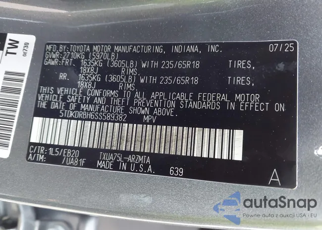 5TDKDRBH6SS589382: 43521564