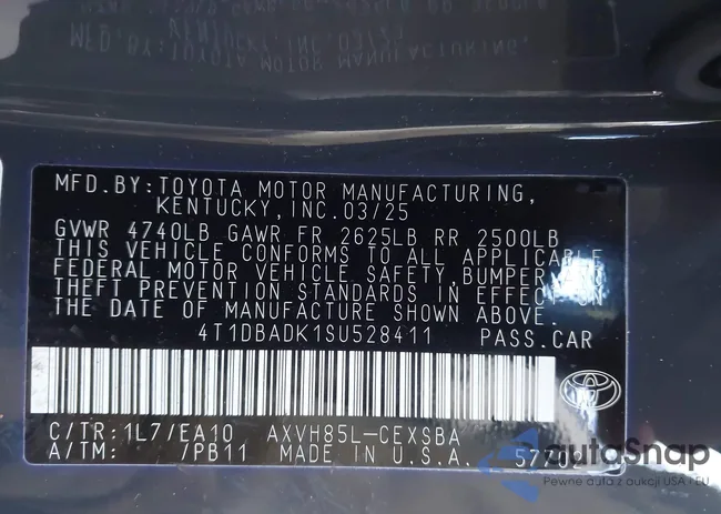 4T1DBADK1SU528411: 43521601